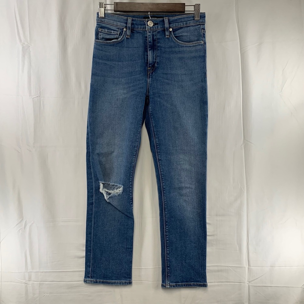 Hudson‎ Barbara Straight Jeans Womens 26 Blue Distressed High Rise